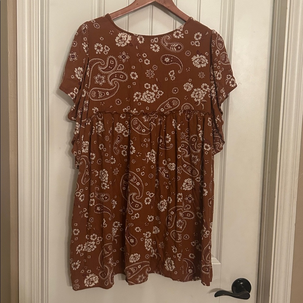 Western Dress Rockin G Medium Brown Floral Paisley - Picture 4 of 4